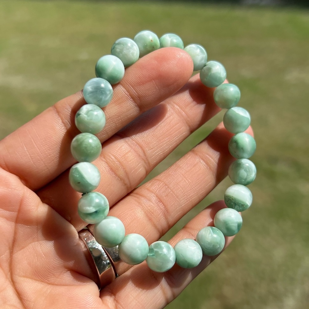 8mm Chinese Larimar Beaded Bracelet